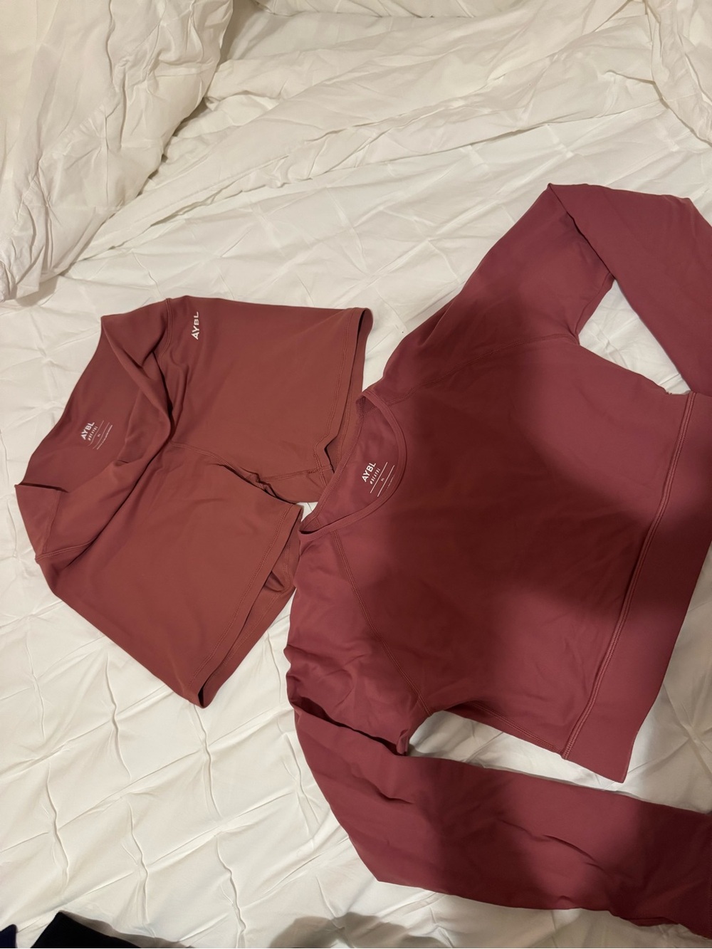 AYBL Long Sleeve Crop Top Duo - Rosewood